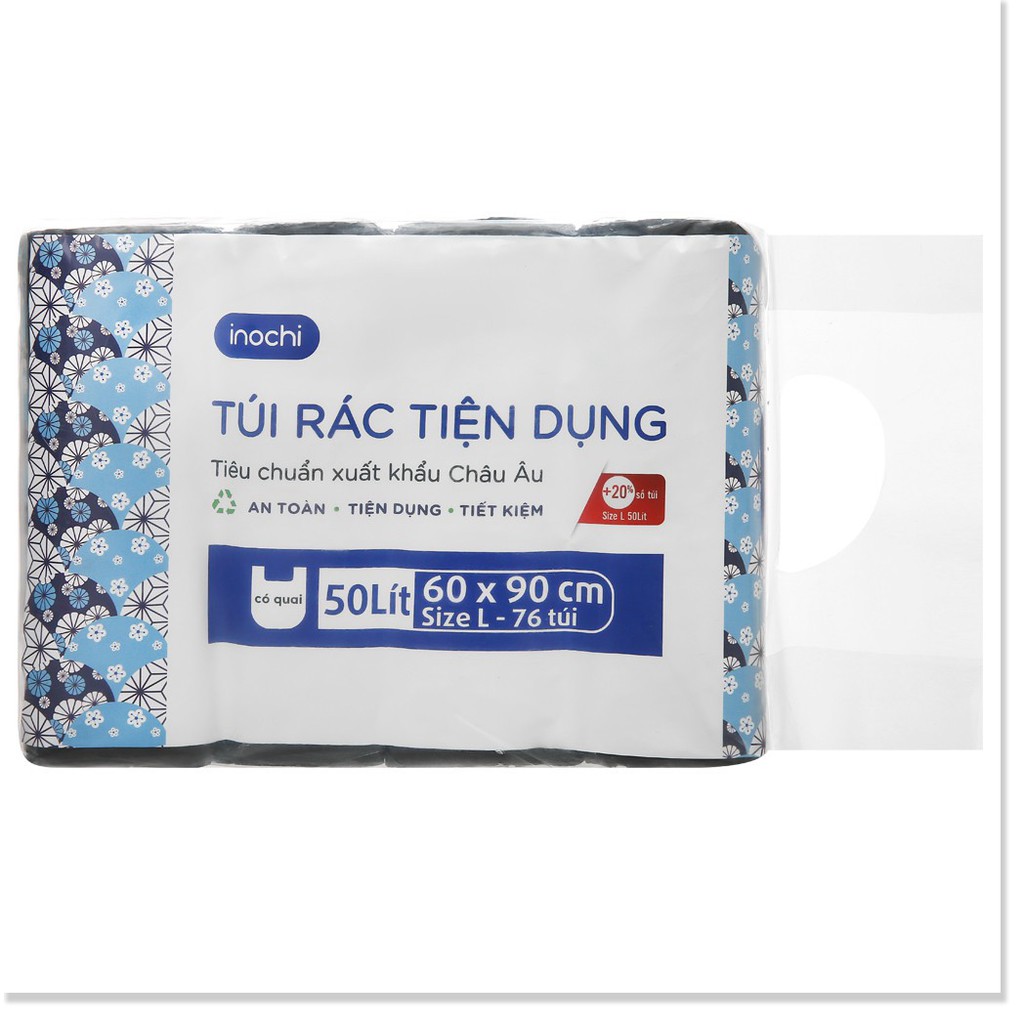 Lô 4 cuộn túi rác Inochi tiện dụng 50L