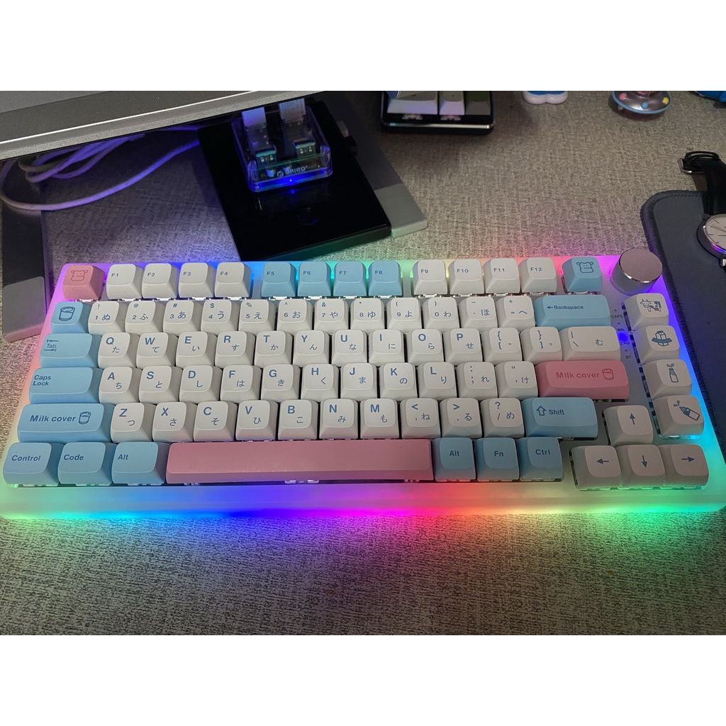 Keycap PBT XDA Retro 9009, Milk Cover, Marshmallow nút bàn phím cơ phù hợp nhiều layout bàn phím cơ bản