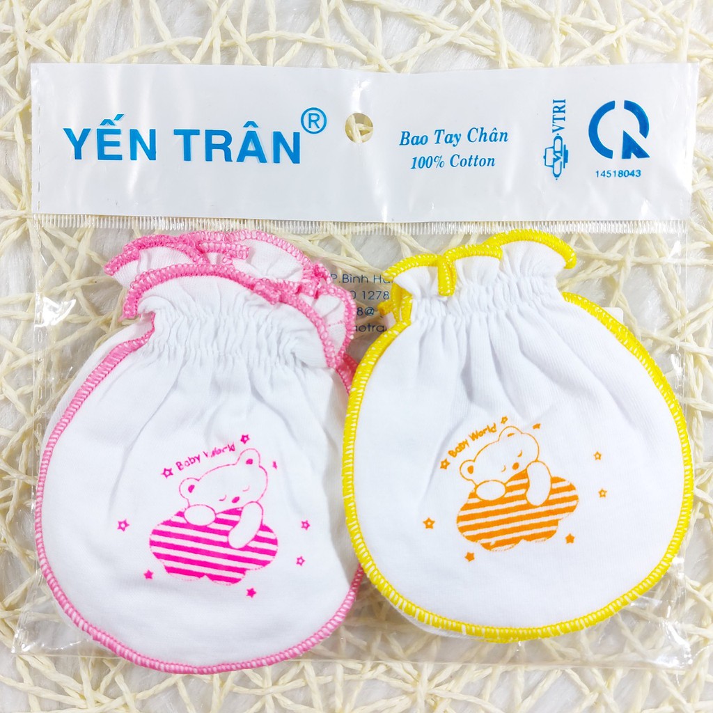 Combo 2 đôi bao tay chân cuốn biên sơ sinh cao cấp Yến Trân