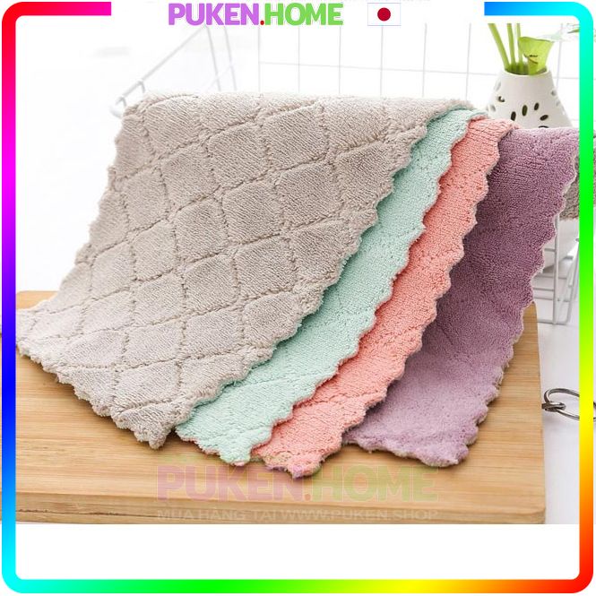 Khăn lau bàn, khăn lau nhà bếp đa năng 2 mặt, siêu thấm hút, lau siêu sạch, rẻ và tiện dụng kích thước 26x15