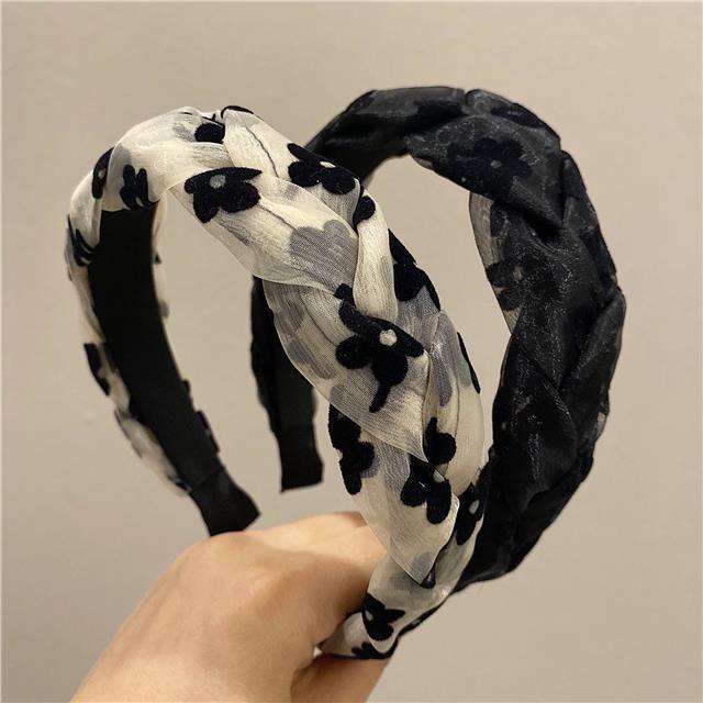 Băng Đô Cài Tóc Bằng Vải organza Đính Hoa Phong Cách retro Hàn Quốc