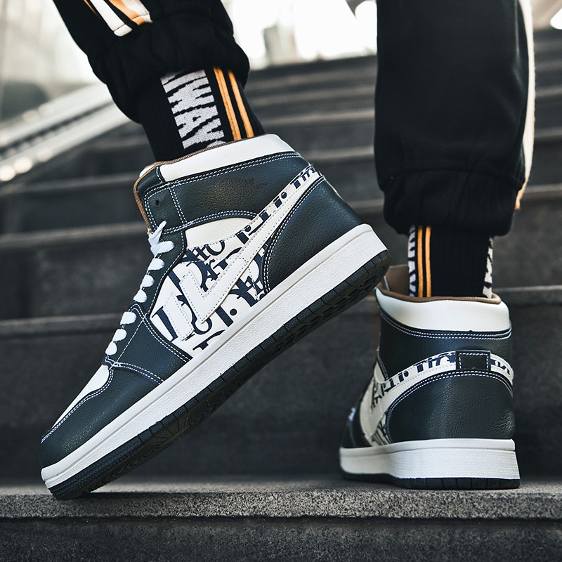 Giày Thể Thao Cổ Cao Chất Liệu Da Size 35-47 Thời Trang Cho Nam | BigBuy360 - bigbuy360.vn