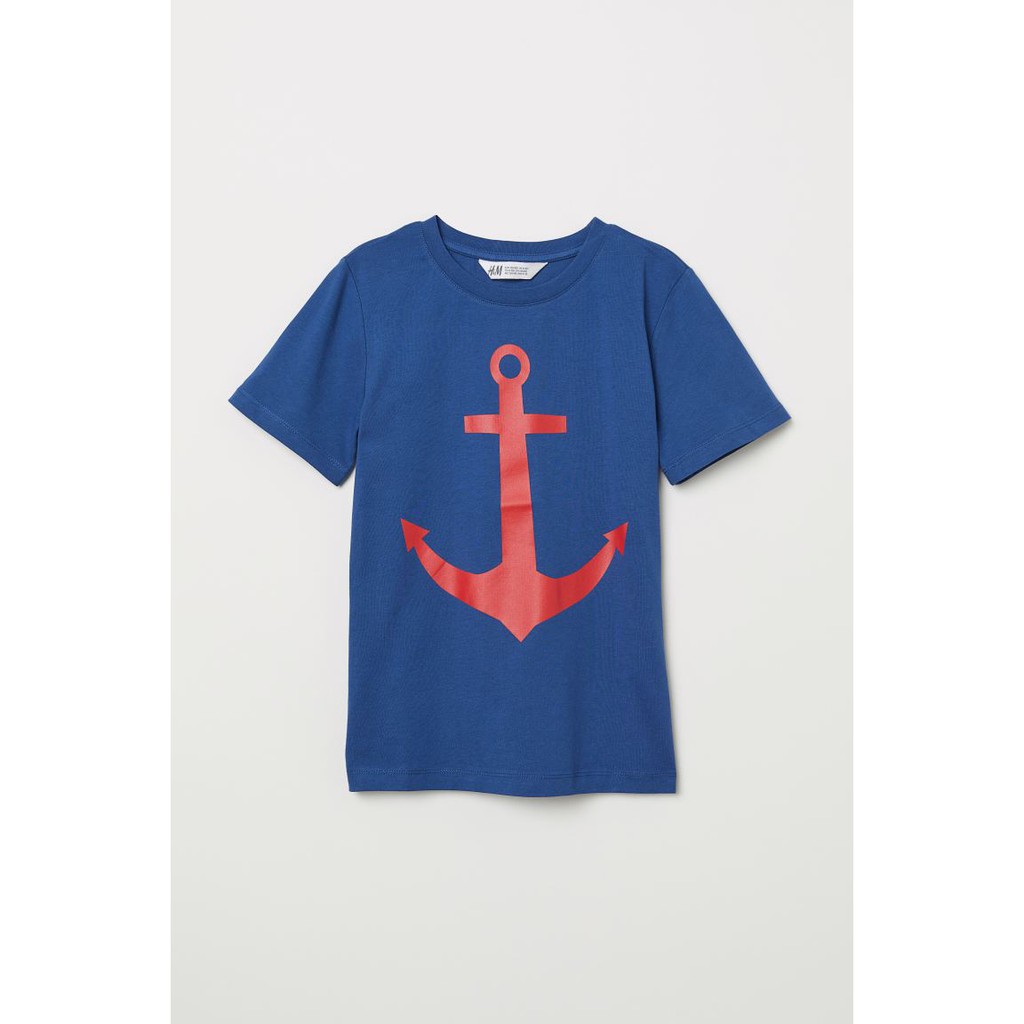 Áo phông xanh anchor đỏ HM H&amp;M sz 2-4y_hàng chính hãng Anh