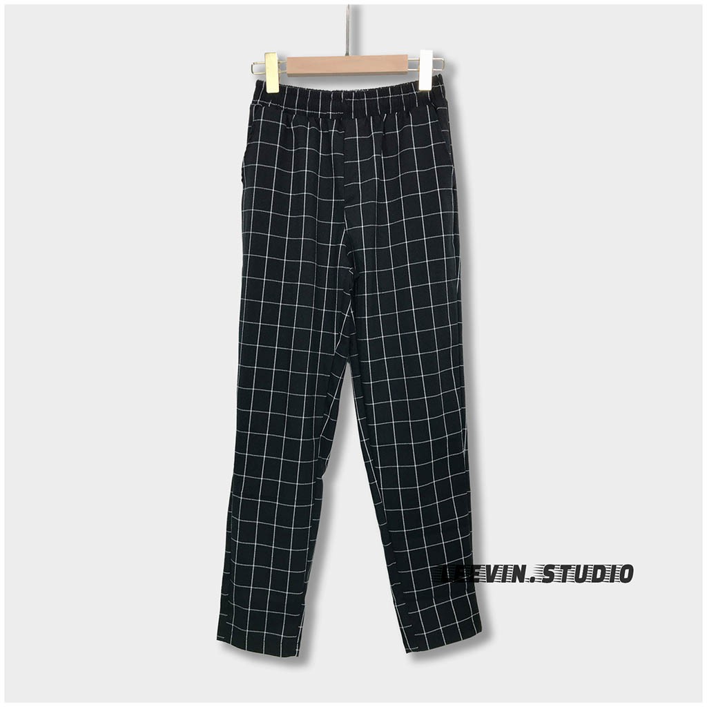 Quần Kẻ Caro PLAID Ống Suông Dài Unisex Nam Nữ - Kiểu quần baggy nữ baggy nam kẻ caro Outfits Leevin Store