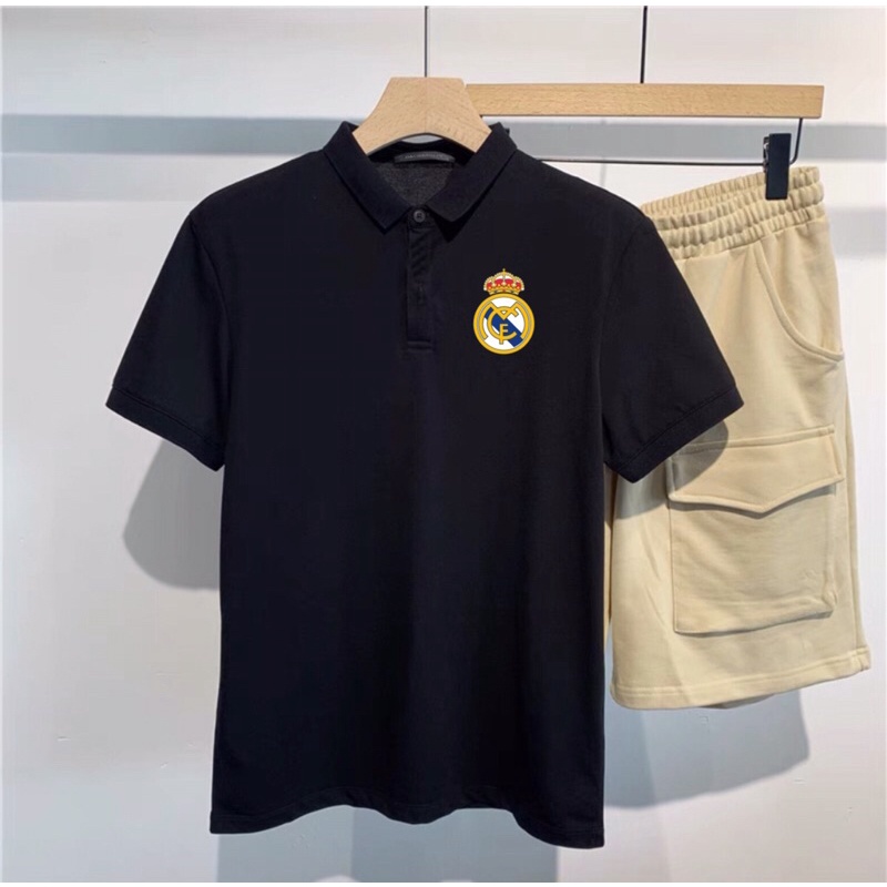 Áo bóng đá Polo Câu lạc bộ Clb Real Madrid , thời trang nam nữ ngắn tay có cổ , phong cách thể thao