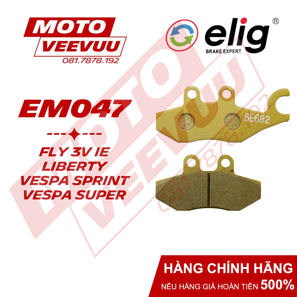 Bố thắng dĩa, má phanh dĩa Elig EM047 Dùng cho Fly, Libterty, Vespa Sprint, Vespa Super