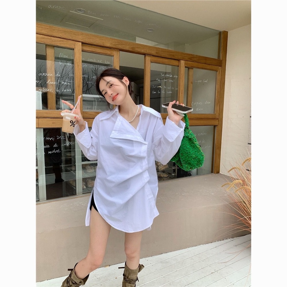 Áo Sơ Mi Tay Dài Dáng Rộng Thiết Kế Mỏng Thời Trang Mùa Thu Dành Cho Nữ