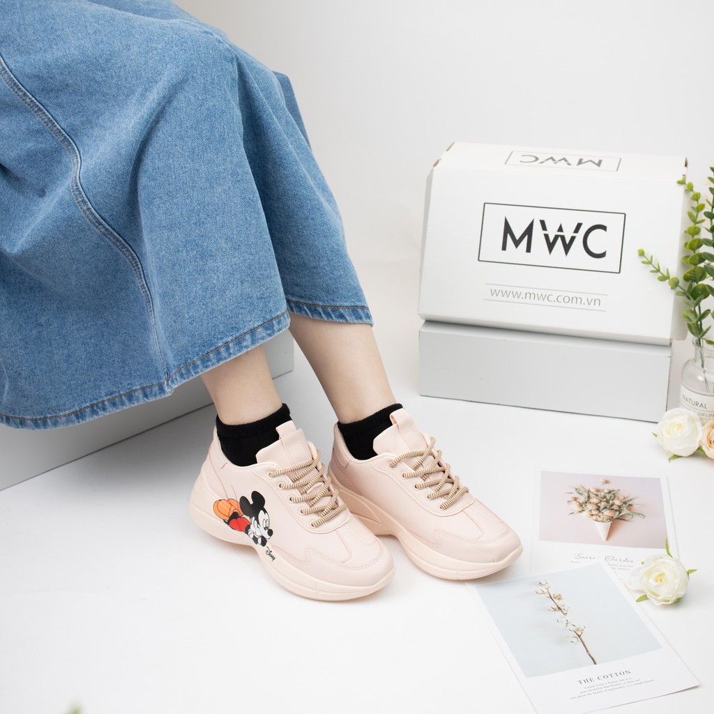 GIÀY THỂ THAO NỮ MWC - GIÀY THỂ THAO ĐẾ CAO - GIÀY THỂ THAO HỌA TIẾT MICKEY - GIÀY THỂ THAO NĂNG ĐỘNG NUTT- 0398
