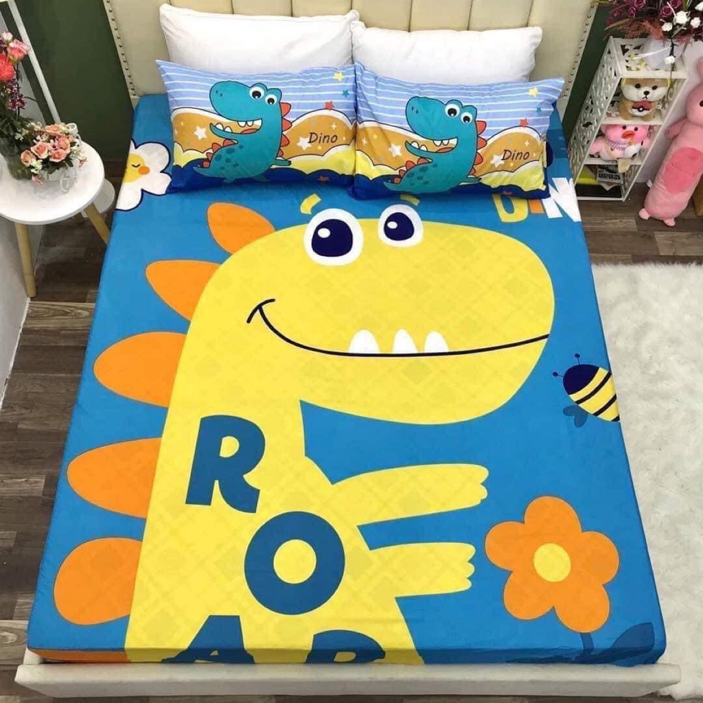 Bộ ga giường và vỏ gối cotton thun lạnh 100%, ga gối cotton dày mát đủ size nệm 1m2 1m5 1m6 1m8 2m Giá Rẻ