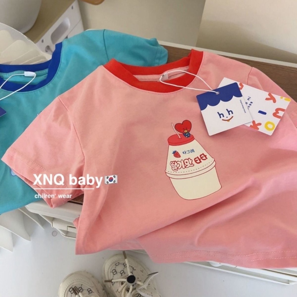 Áo Thun 100% Cotton Tay Ngắn In Họa Tiết Hoạt Hình Phong Cách Hàn Quốc Dành Cho Nữ