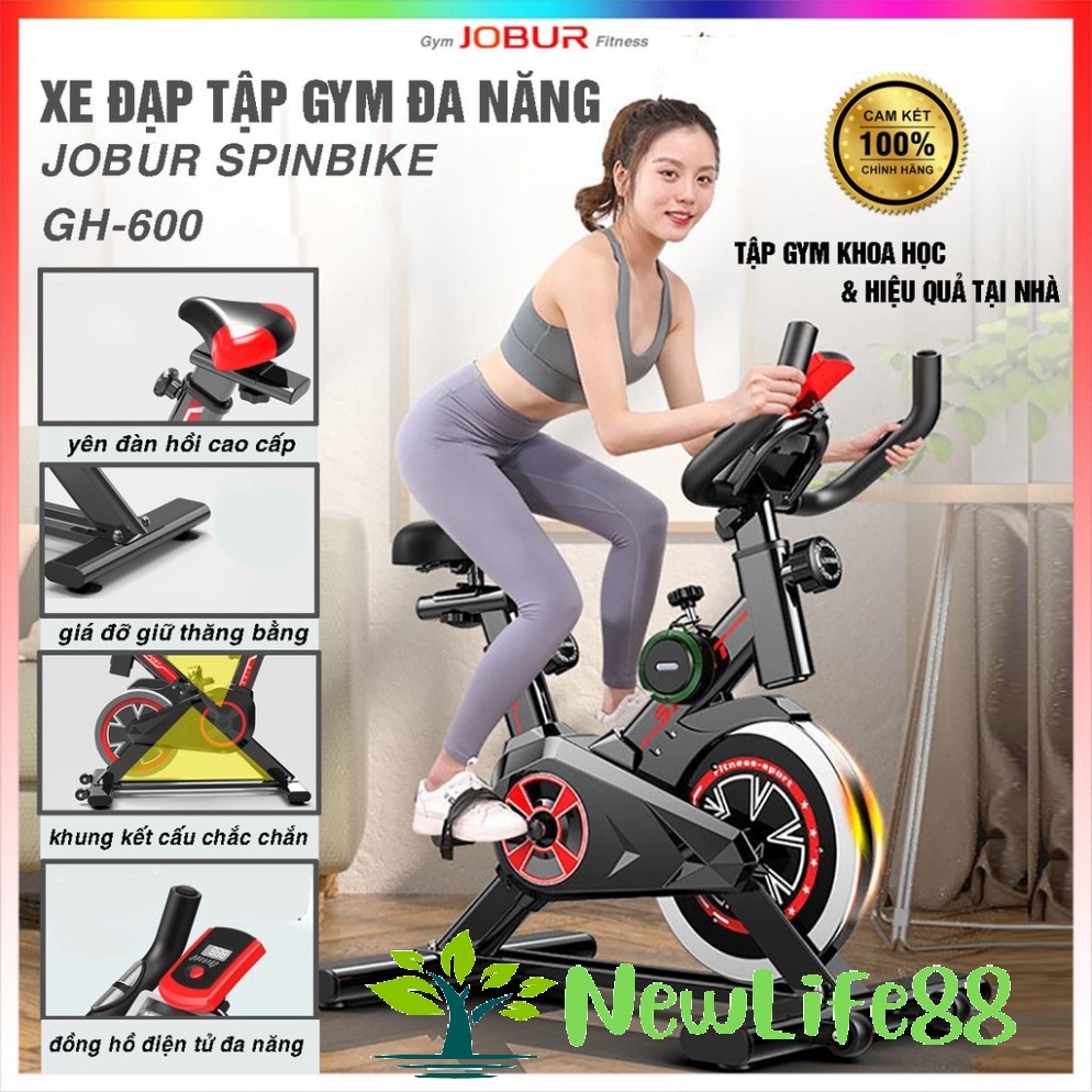 Xe đạp thể dục tại nhà JOBUR SPINBIKE GH - 600, hoạt động êm ái, hệ thống giảm sóc vượt trội, trọng tải hơn 100kg