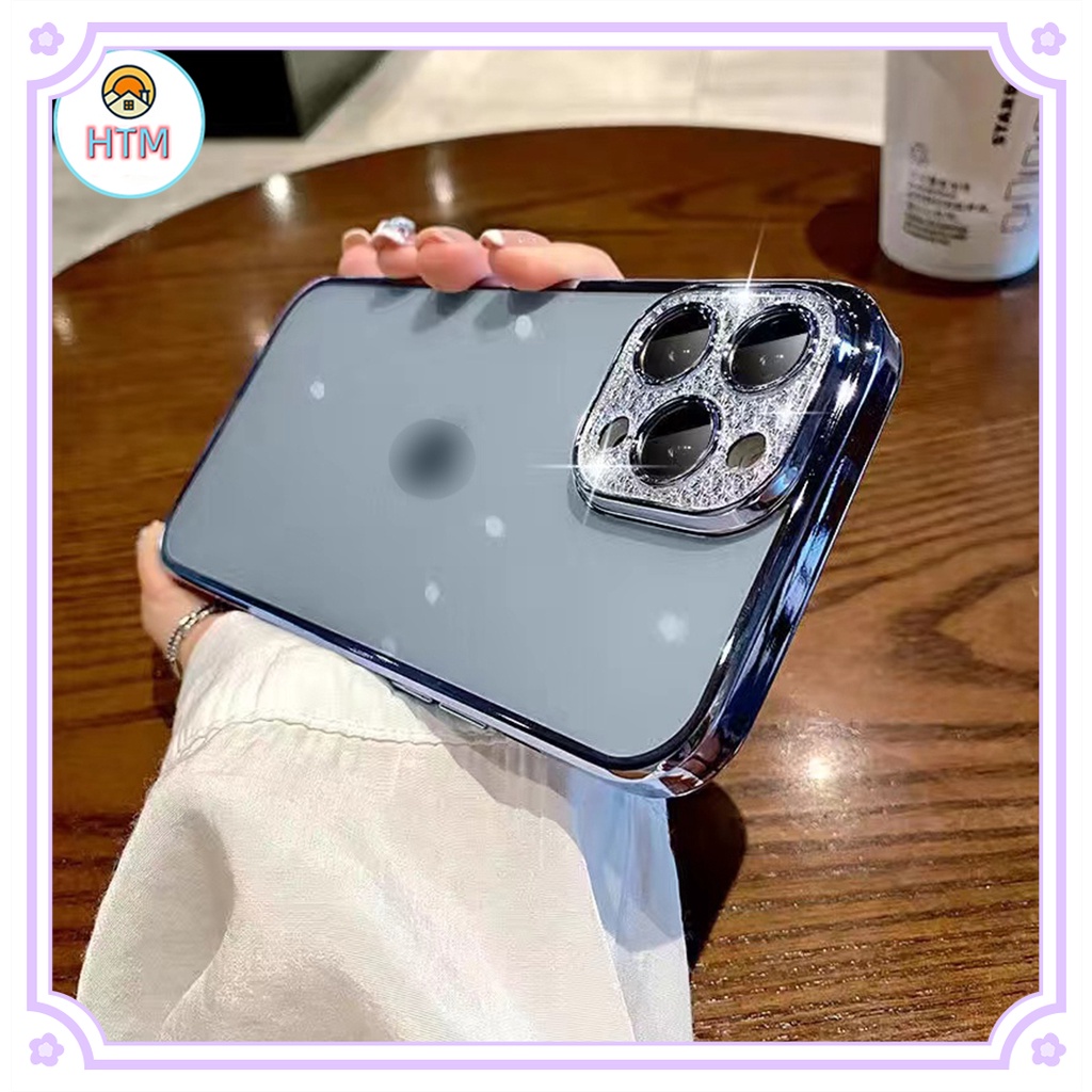 Ốp Điện Thoại TPU Mềm Trong Suốt Mạ Điện Có Miếng Dán Bảo Vệ Ống Kính Cho iPhone 13 12 11 Pro Max Promax XS Max XR X