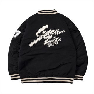 Áo khoác bomber "CREW" - Đen