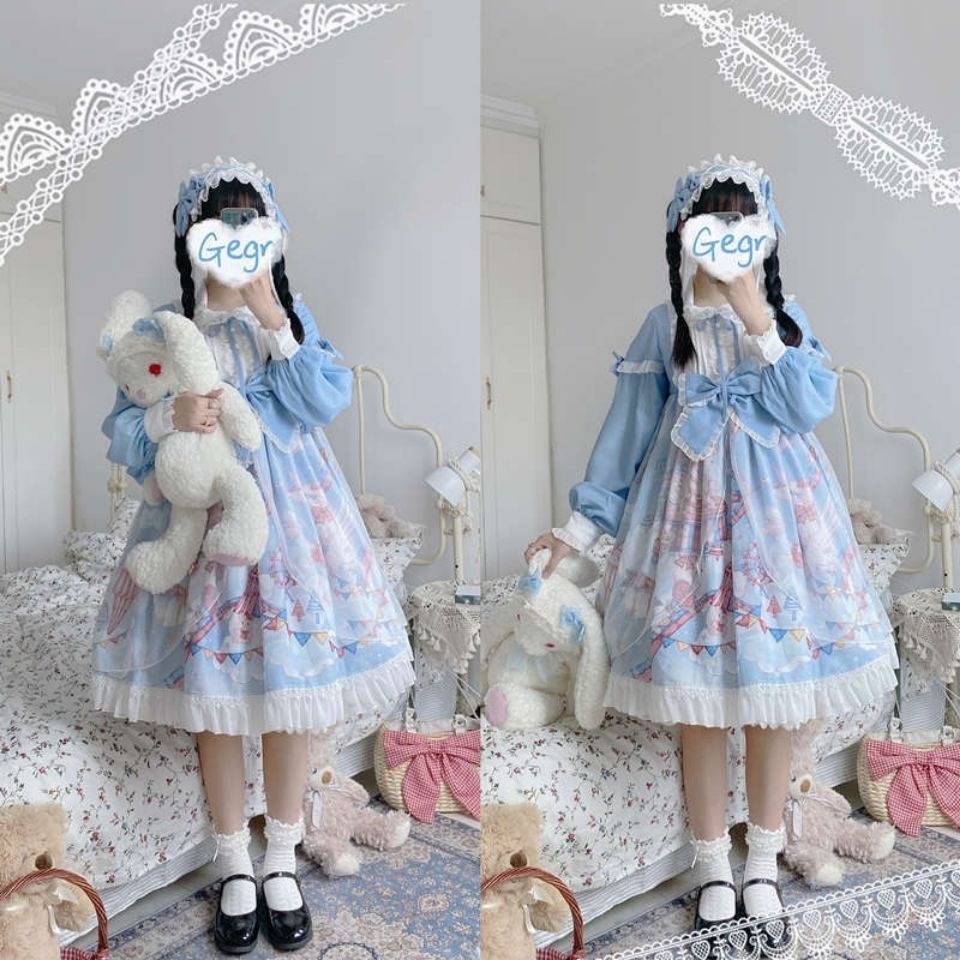 Phong cách đầy đủ + băng đô] đầm công viên oplolita lolita hàng ngày