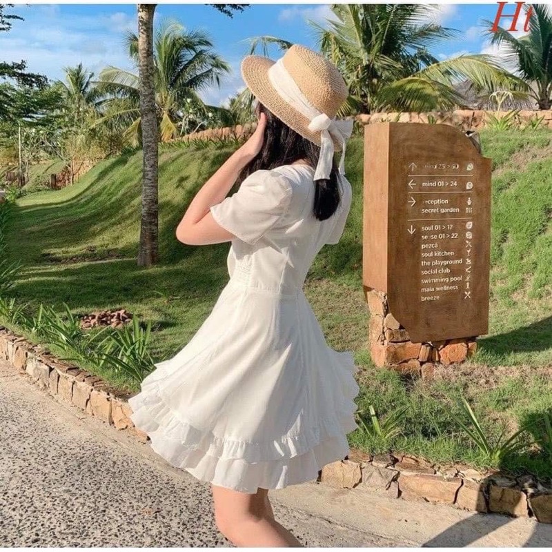 Váy xoè buộc nơ ngực HT12