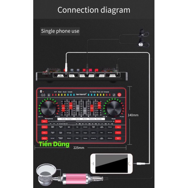 Sound card G3 hỗ trợ autu-tune cực chuẩn Sound card có Bluetooth hát không lo hú mic co thể livestream được nhiều máy