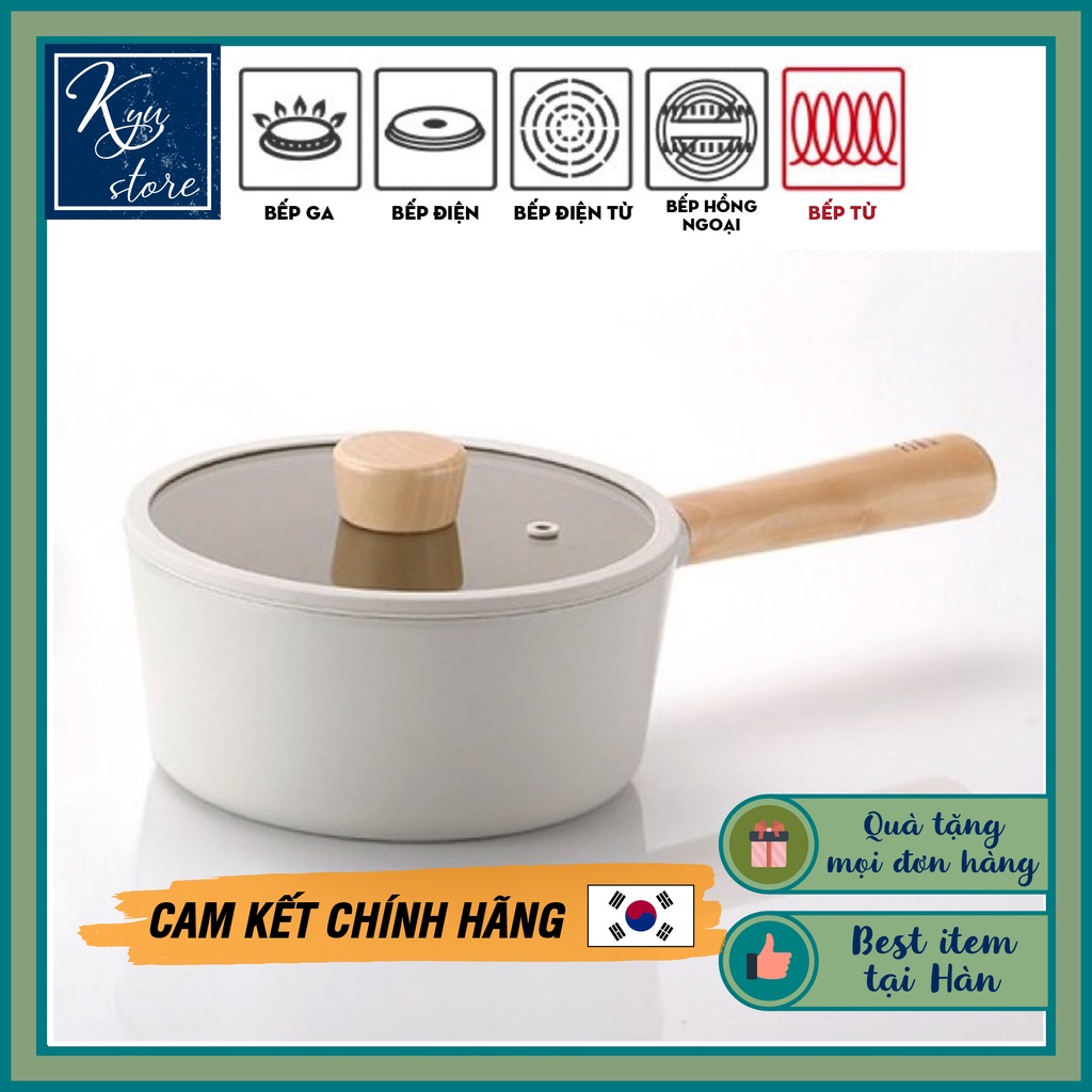 [Hàng chính hãng] Nồi chống dính đáy từ FIKA NEOFLAM làm từ nhôm đúc phủ gốm cán dài 18cm Hàn Quốc (màu trắng ngà)