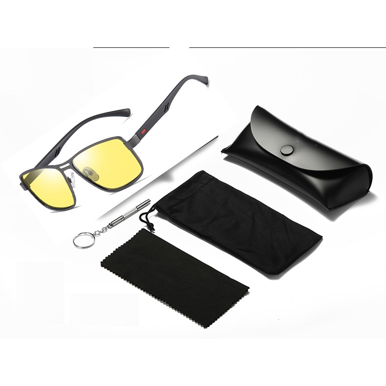 Kính Thời Trang Nam Vuông (Thấu Kính Màu Vàng Nhìn Trong Đêm, Phân Cực UV ) | BigBuy360 - bigbuy360.vn