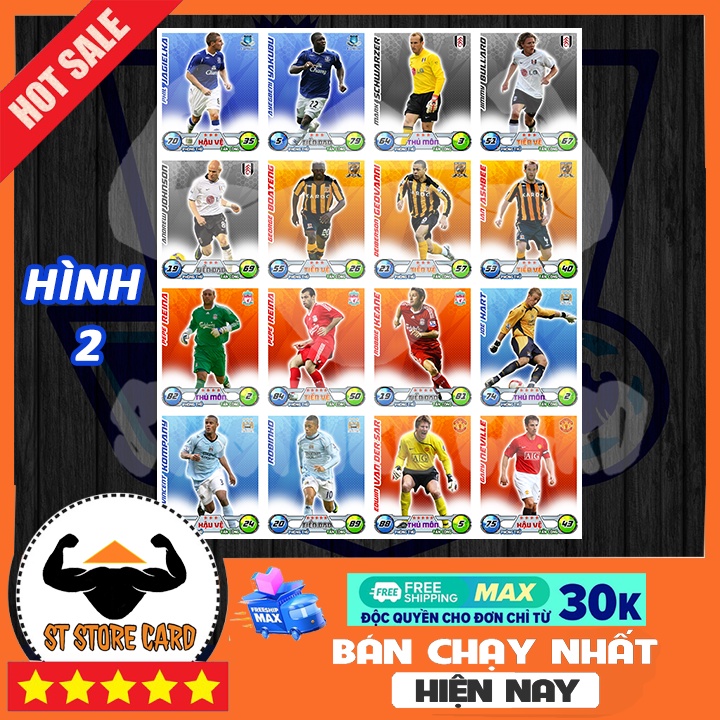 Thẻ cầu thủ Ngoại hạng Anh 2008/09 size Poca Match Attax thẻ in custom ST STORE CARD