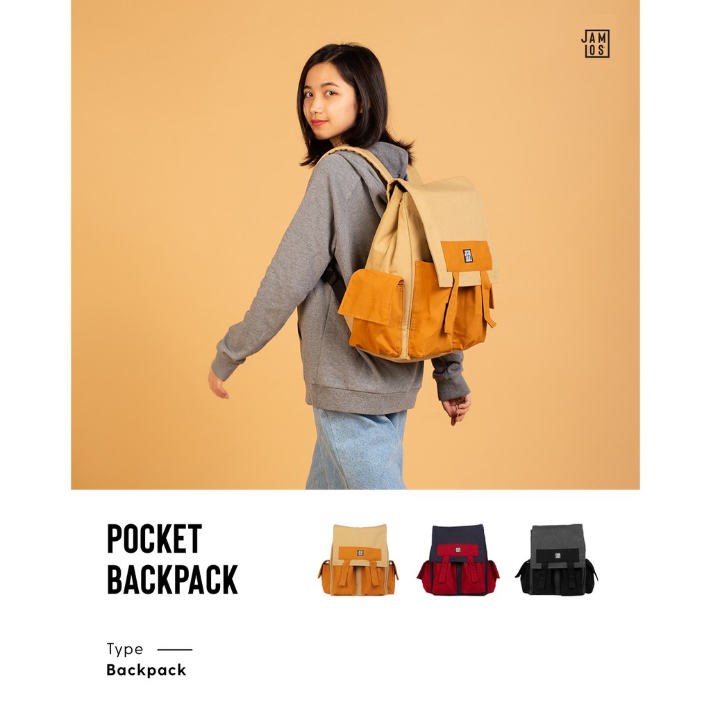 Balo thời trang nhiều ngăn vải canvas Pocket Backpack Jamlos