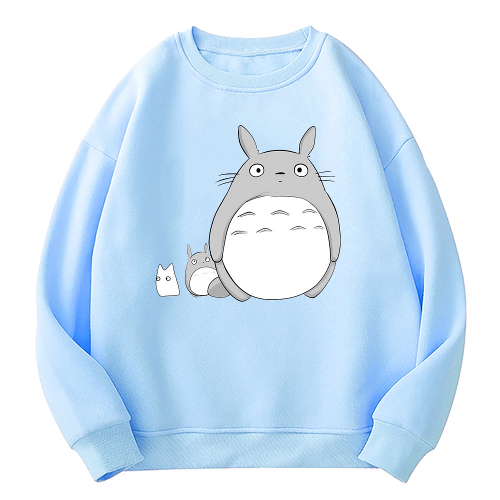 Áo Thun Tay Dài Cổ Tròn In Hoạt Hình Totoro Phong Cách Harajuku Dành Cho Nữ