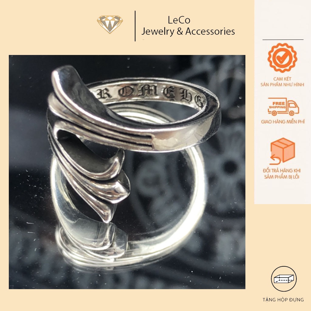 Nhẫn Chrome Heart Bạc Nam Nắn Chỉnh Kích Thước, Phụ Kiện Thời Trang Cao Cấp LeCo