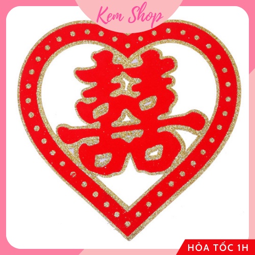 Chữ Hỷ Trái Tim Trang Trí Đám Cưới, Phòng Cưới, Xe Cưới - K56