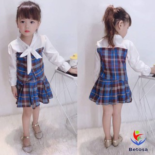 Đồng phục học sinh nữ tiểu học Hàn Quốc dài tay đẹp giá rẻ HOKADI DPHS003