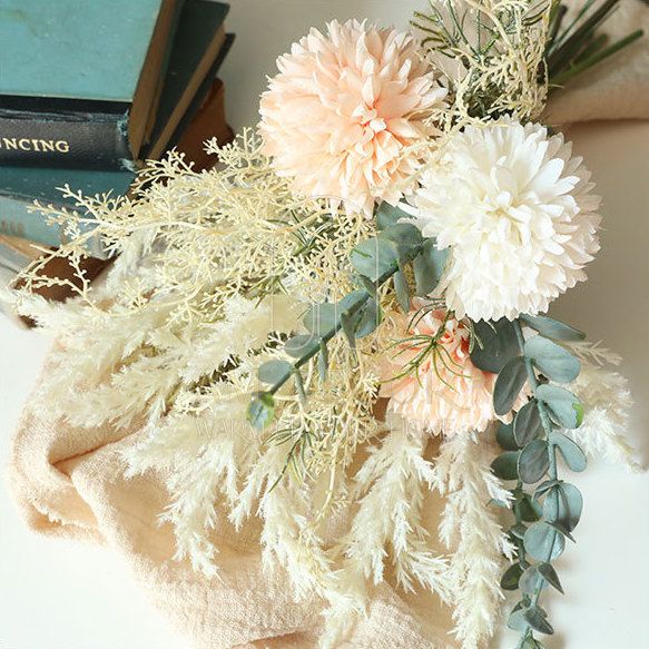 Bó hoa giả hoa cúc màu nude Bắc Âu decor trang trí sang trọng - AM Decor