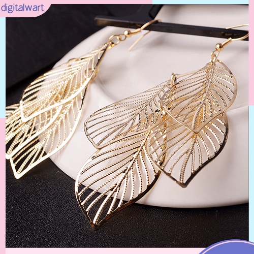 Khuyên tai hình 4 chiếc lá xếp chồng độc đáo cho nữ