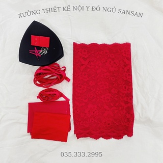 Set phụ liệu may trọn bộ áo lót và quần lót ren kèm dây chun, móc, khuyên, nơ