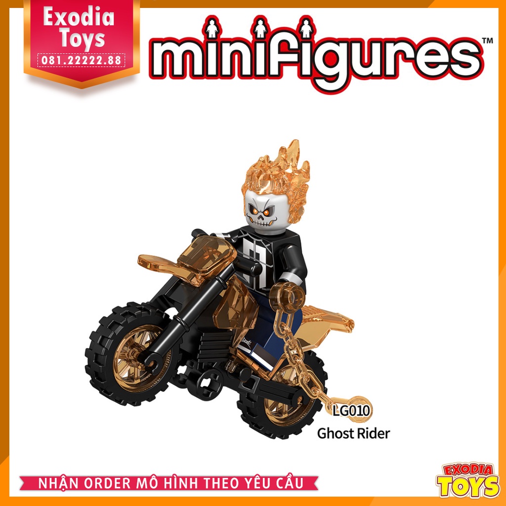 Xếp hình Minifigure các siêu anh hùng Ma Tốc Độ Ghost Rider - Đồ Chơi Lắp Ghép Sáng Tạo - LG1002