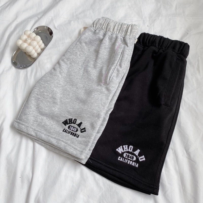 Quần đùi nữ - Quần short nam WHOAU unisex Homies cạp chun thêu chữ