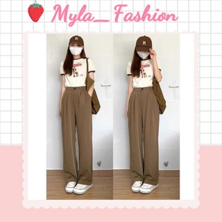 Quần tây ống rộng màu choco mới vintage dài 105cm chất vải 2 biên hàn dày dặn