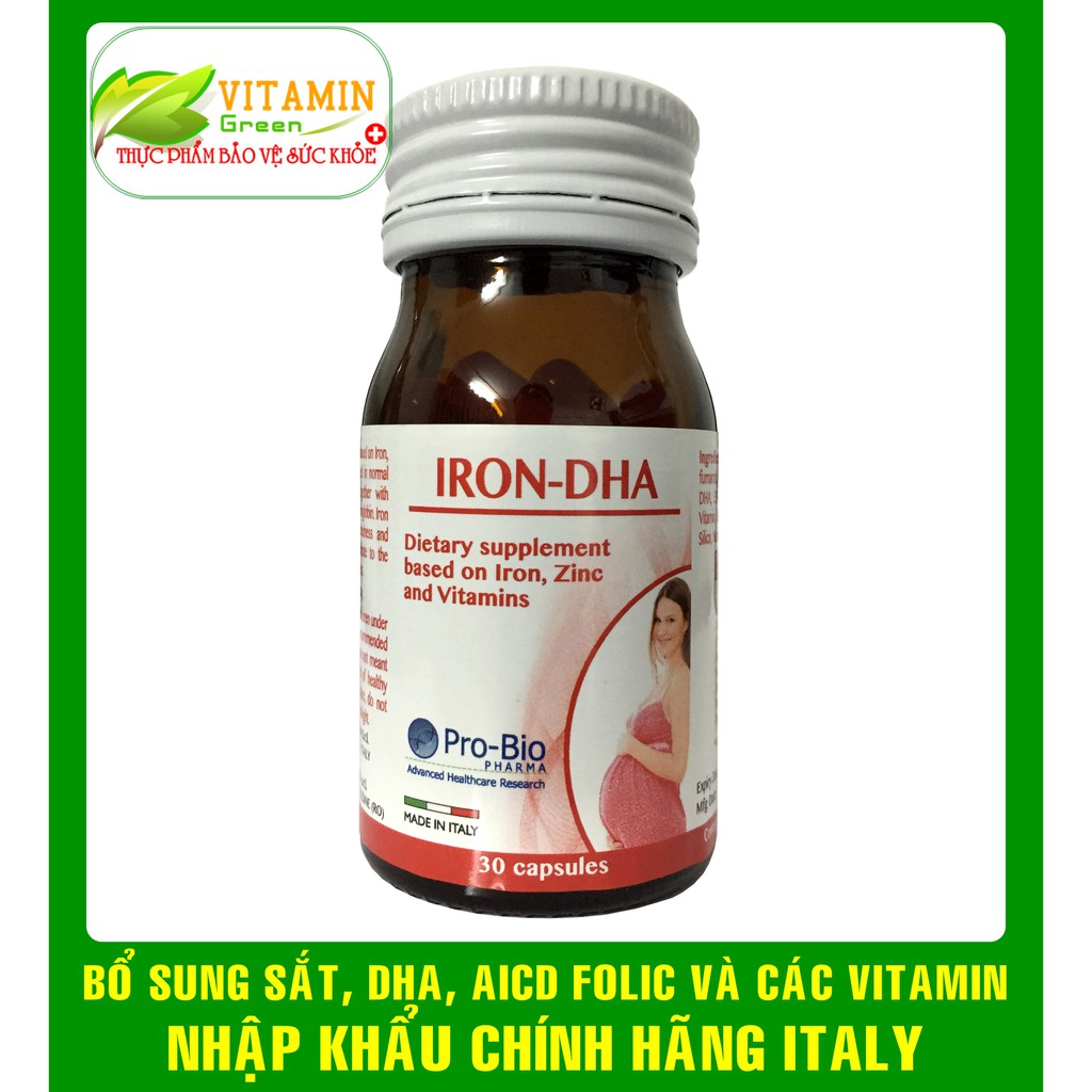 IRON DHA BỔ SUNG SẮT, DHA, ACID FOLIC CHO PHỤ NỮ TRƯỚC TRONG VÀ SAU SINH | NHẬP KHẨU CHÍNH HÃNG ITALY