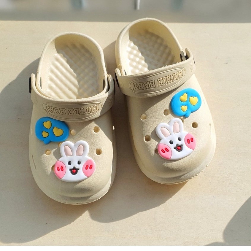 Giày sục cao su mềm cho bé trai bé gái quai có tai thỏ tặng kèm 4 sticker