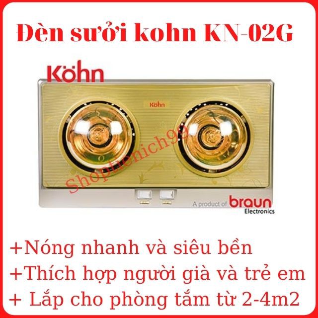 [5 Năm Bóng 1 đổi 1]Đèn Sưởi Nhà Tắm Kohn 2 Bóng KN-02G Chính Hãng Siêu Bền Giá Rẻ Bảo Hành 5 Năm Bóng Hỏng 1 Đổi 1.