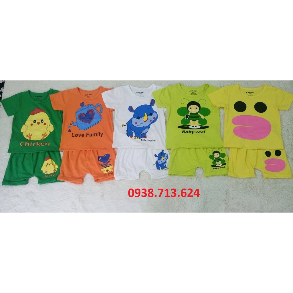 Set đùi tay ngắn màu hình thú Boss Baby