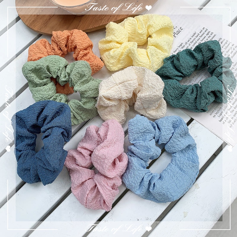 Dây Buộc Tóc Vải Phồng Đơn Giản Dễ Thương Thời Trang Hàn Quốc