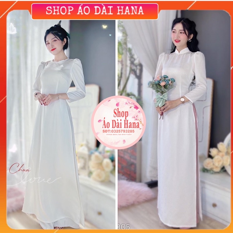 Áo dài trắng học sinh, sinh viên hàng 2 tà .áo dài thiết kế tay bồng kiếu cách