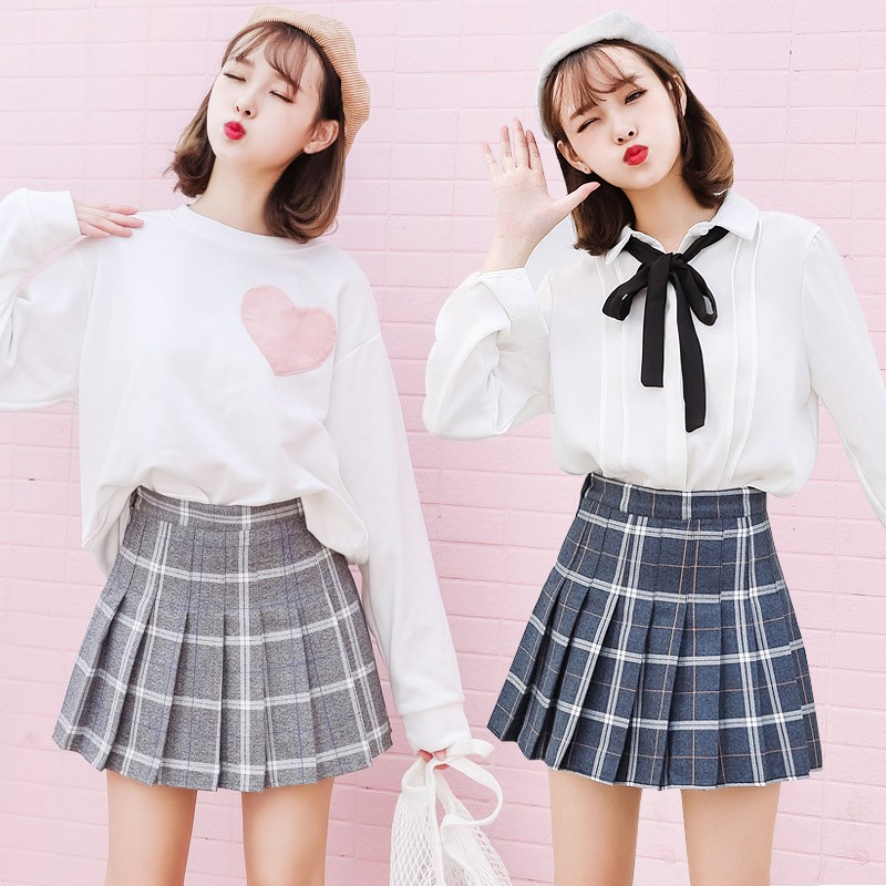 FREESHIP ĐƠN 99K_ Chân váy lưng cao gấp nếp kẻ caro | BigBuy360 - bigbuy360.vn