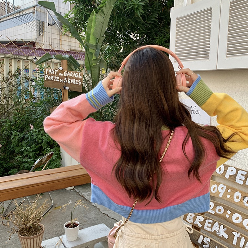 IELGY    Áo Len Chui Đầu Tay Dài Dáng Rộng Thời Trang Cho Nữ