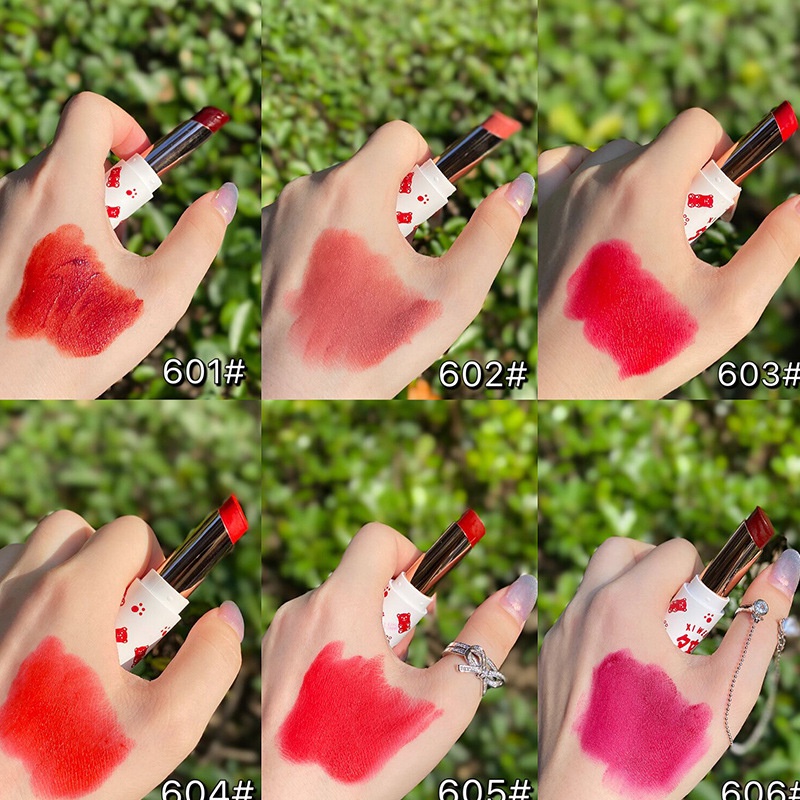 Son Môi Xiwen Chống Thấm Nước Chất Nhung Lì Thiết Kế Hình Gấu Dễ Thương