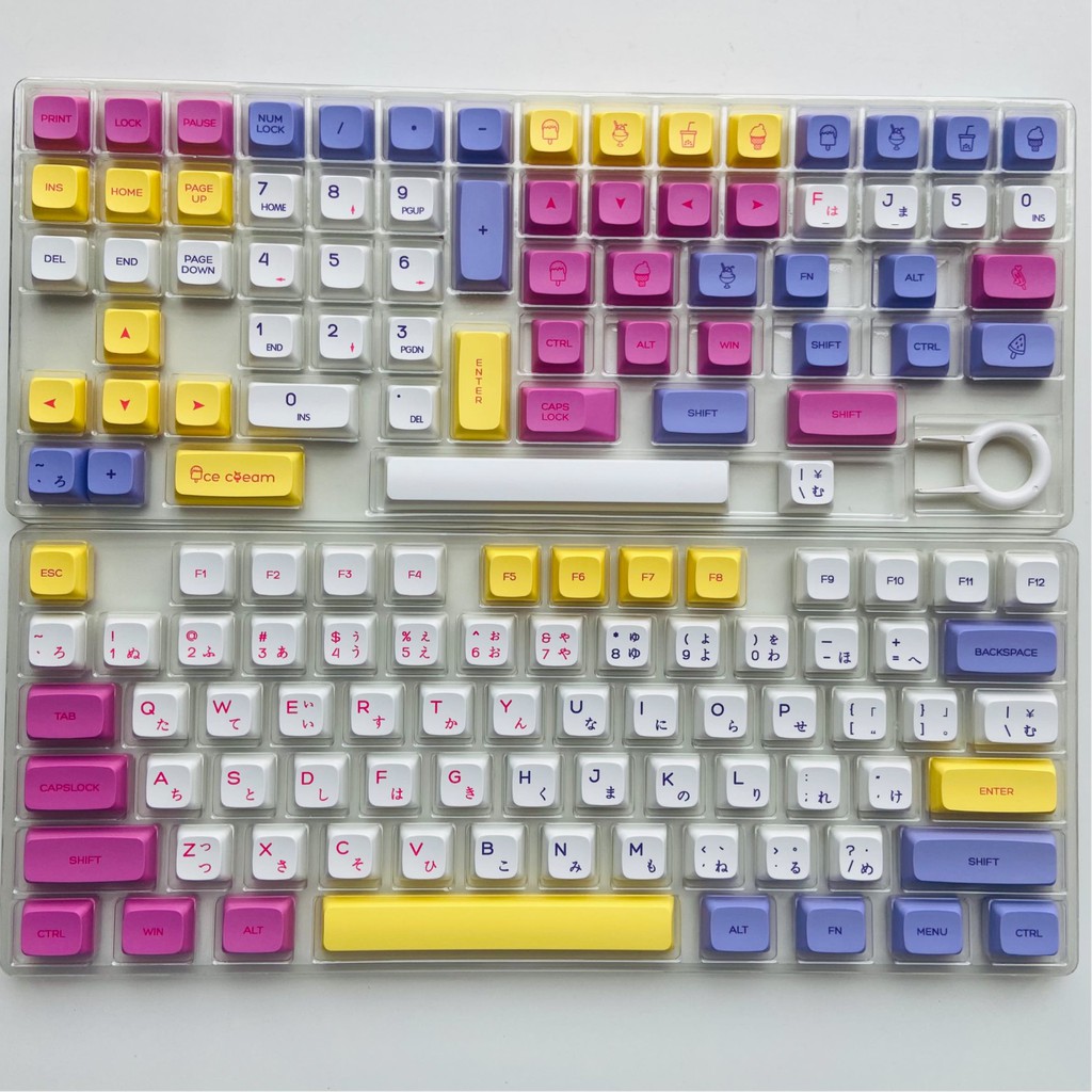 Ice Cream Keycaps Kem | QX1 profile| PBT Dye-sub Keycap | Suitable for most mechanical keyboards
