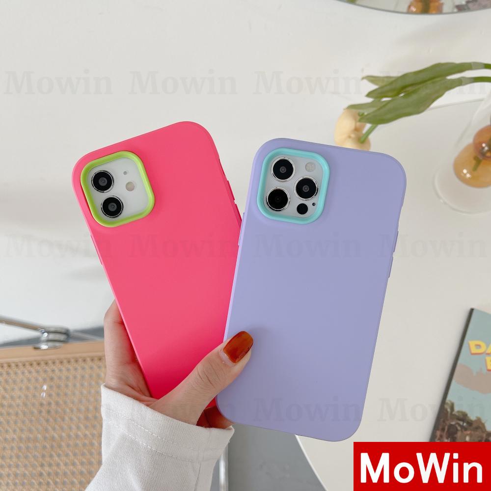 Ốp điện thoại silicon pc acrylic màu trơn có khung bảo vệ camera Tương thích cho Iphone 11 12ProMax 7+ 8+ 11 Max 7 Plus Se Xs