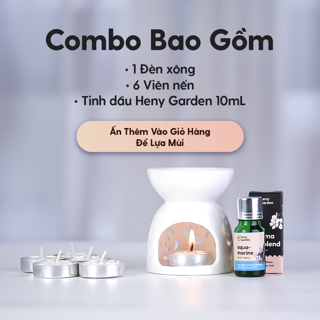 Combo đèn xông tinh dầu gốm bát tràng bằng nến heny garden - ảnh sản phẩm 4