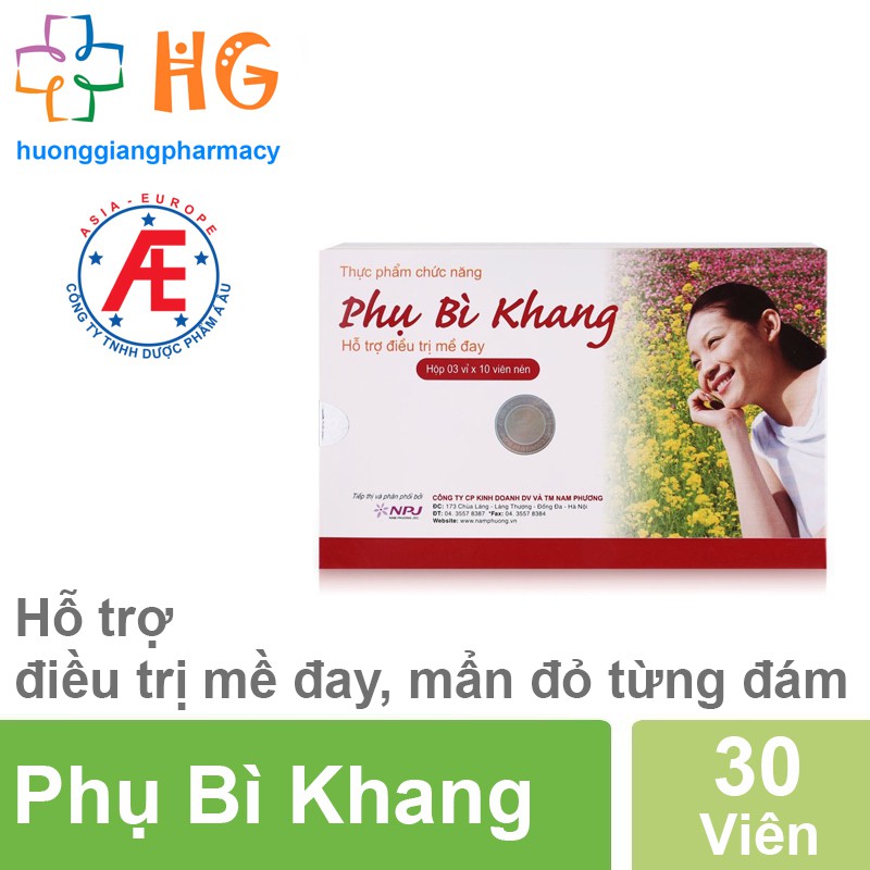 Phụ Bì Khang - Hỗ trợ điều trị mề đay, mẩm đỏ từng đám (Hộp 30 viên)