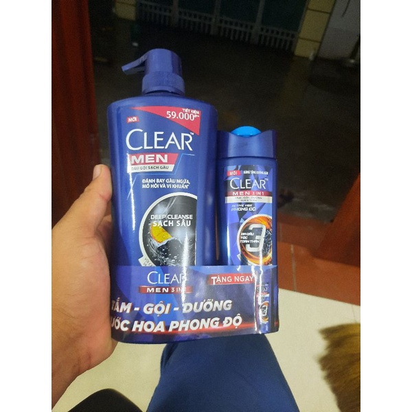 Clear men 3in1 630g kẹp 140g