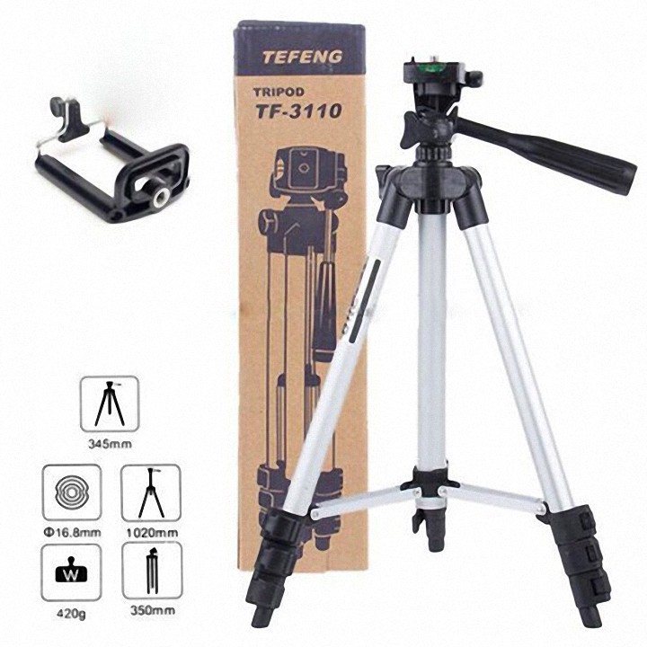 Gậy Tripod 3 Chân TF 3110 Chuyên Chụp Hình LiveStream + Kẹp Điện Thoại