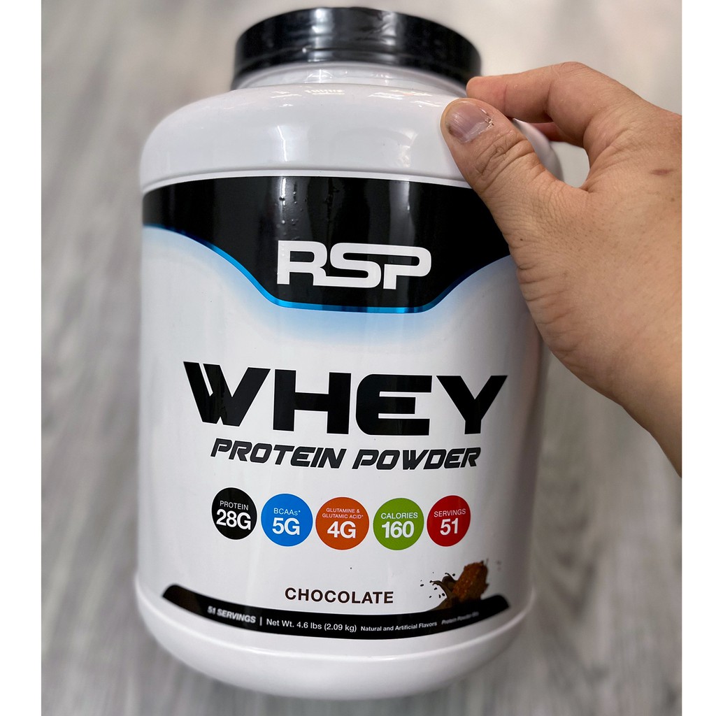 Sữa tăng cơ giảm mỡ Whey Protein Powder của RSP hương Chocolate hộp 51 lần dùng hỗ trợ tăng cơ, tăng sức bền sức mạnh